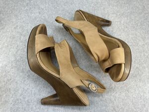 Coclico Womens Tan Leather Wood Heels Strappy Sandals 39 - US 8.5
